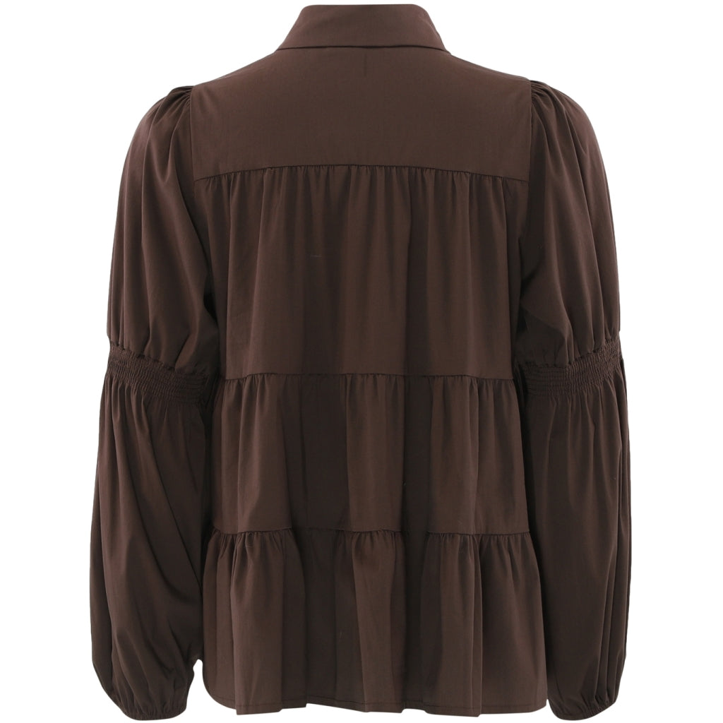 CONTINUE - SKJORTE - SANNA GOLD BUTTONS 15085 - DARK BROWN