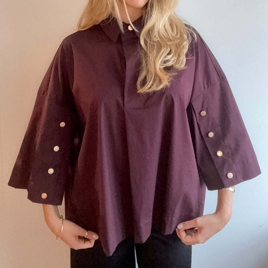 CONTINUE - SKJORTE - KLARA 15039 - BORDEAUX/GOLD BUTTONS