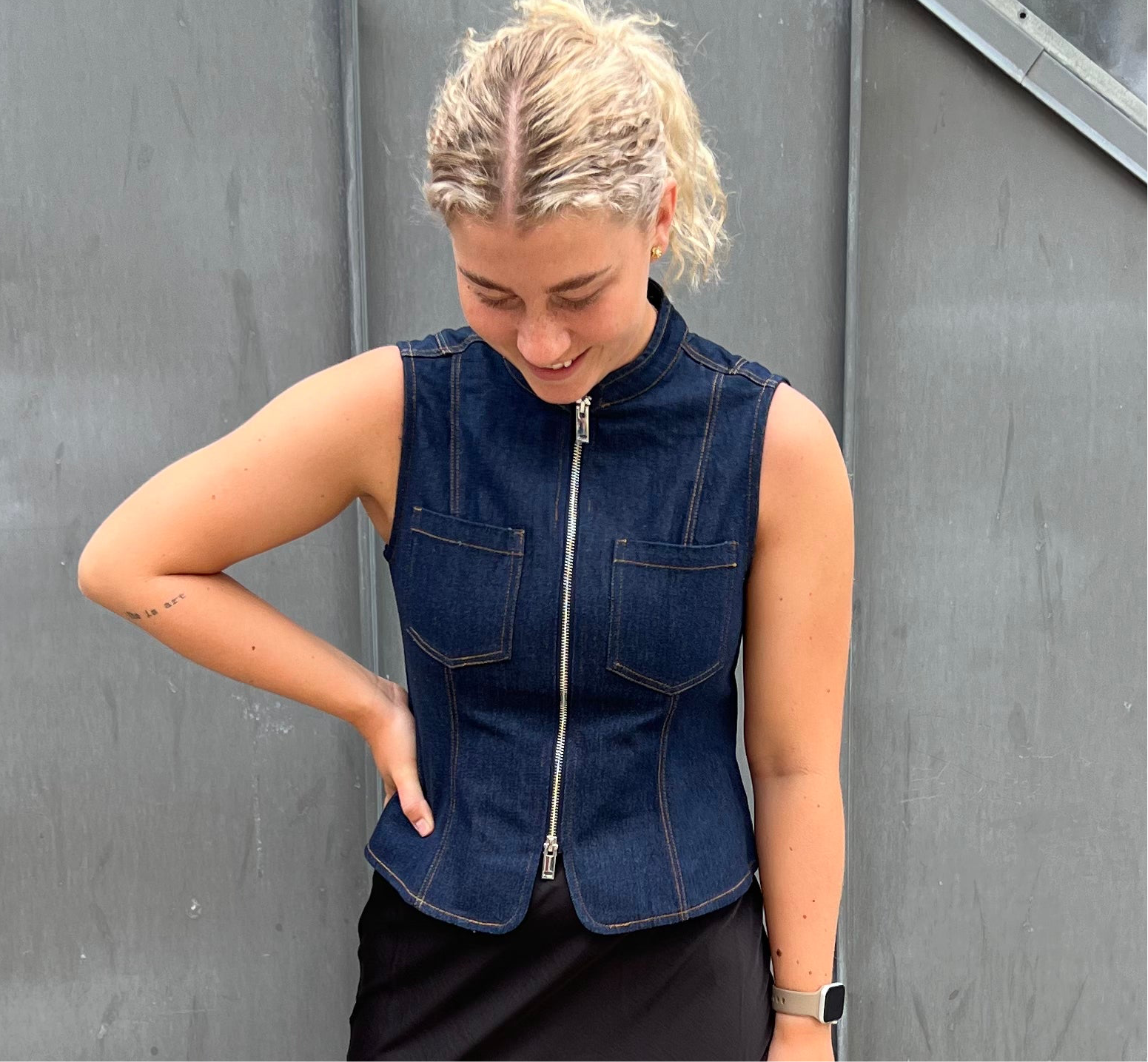GLOBAL FUNK - TOP - WALEWU PILUE - DARK UNWASHED DENIM