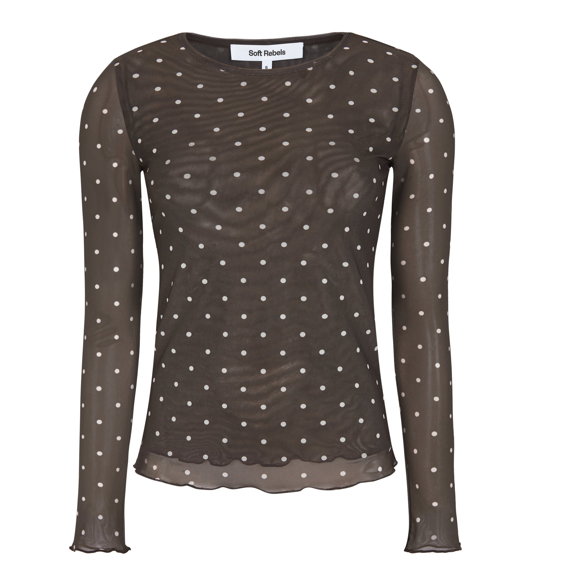 SOFT REBELS - MESH BLUSE - ROSELYN SR525-302 - COFFEE BEAN DOT