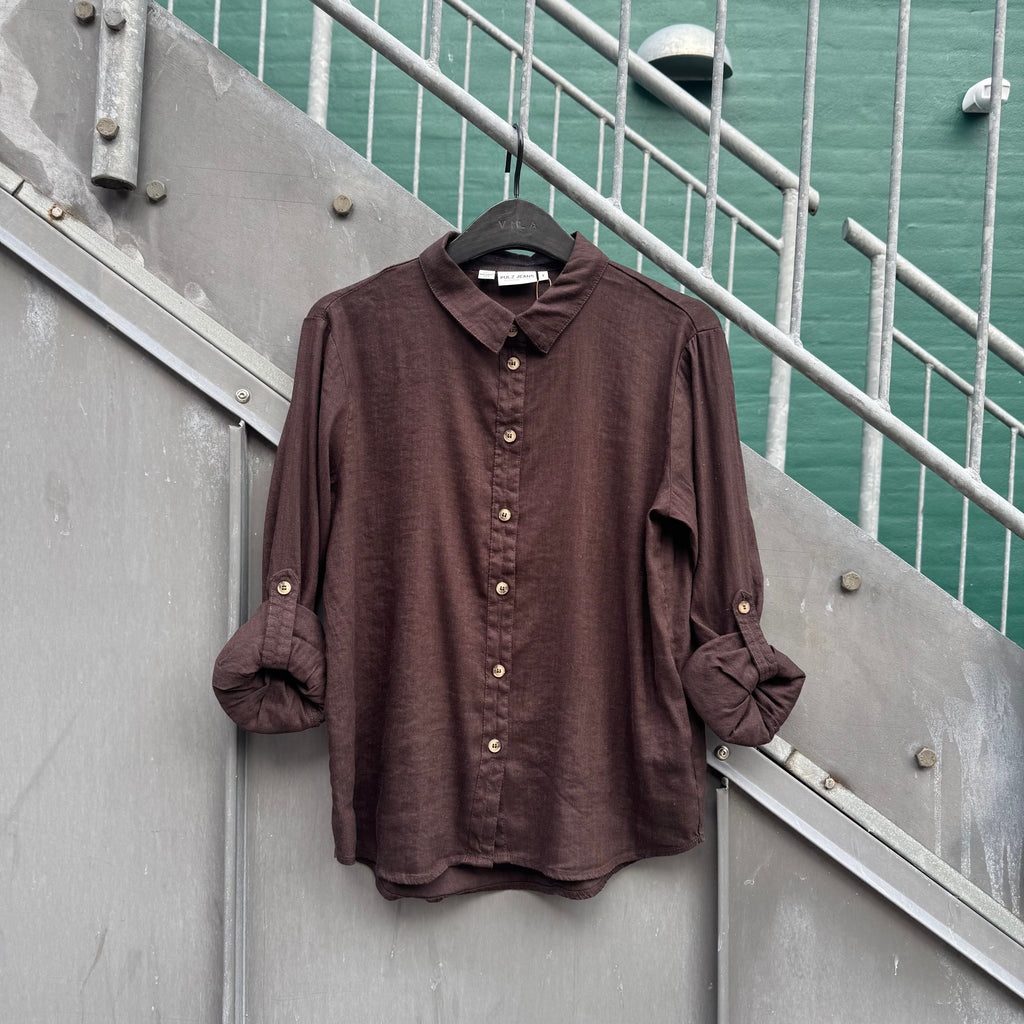 PULZ - SKJORTE - LUCA 50208896 - ESPRESSO