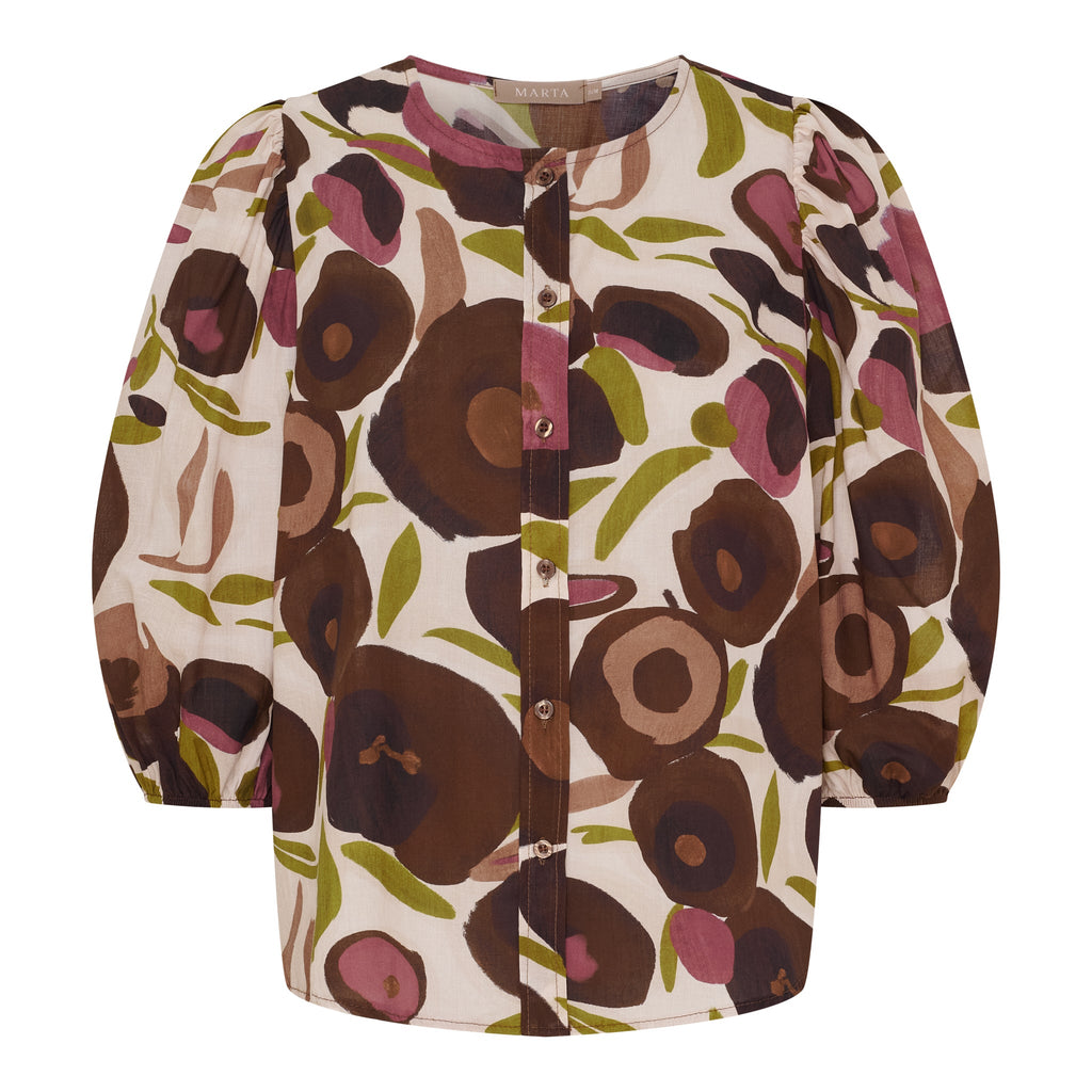 MARTA DU CHATEAU - SKJORTE - EVELINA 58130M - BROWN PRINT