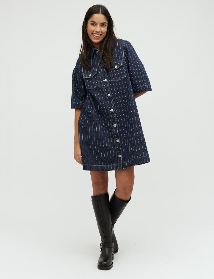 GLOBAL FUNK - KJOLE - MIRA-G -  59328815 - NAVY STRIPES