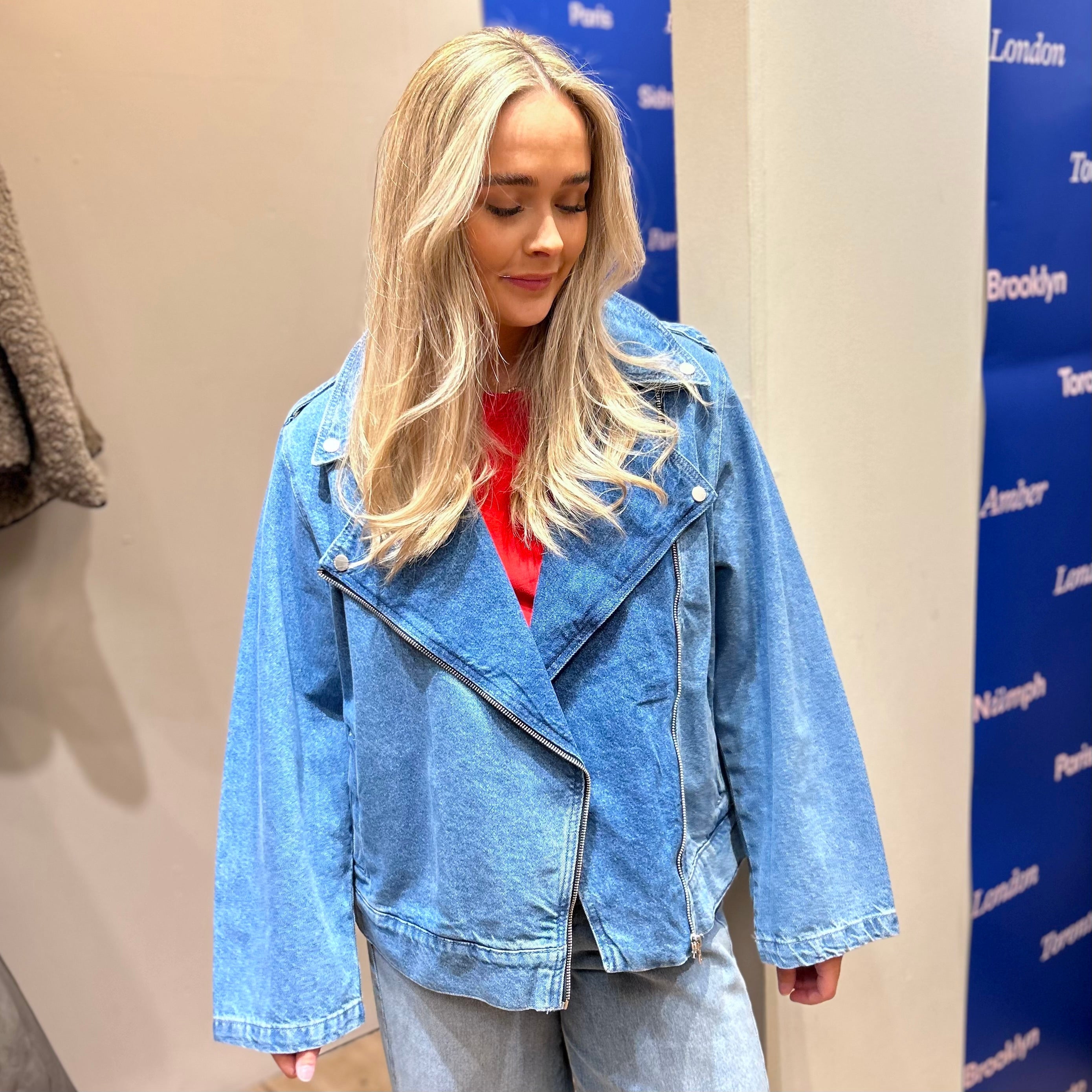 ONLY - BIKER DENIMJAKKE - JOHANNA 15349556 - LIGHT BLUE DENIM