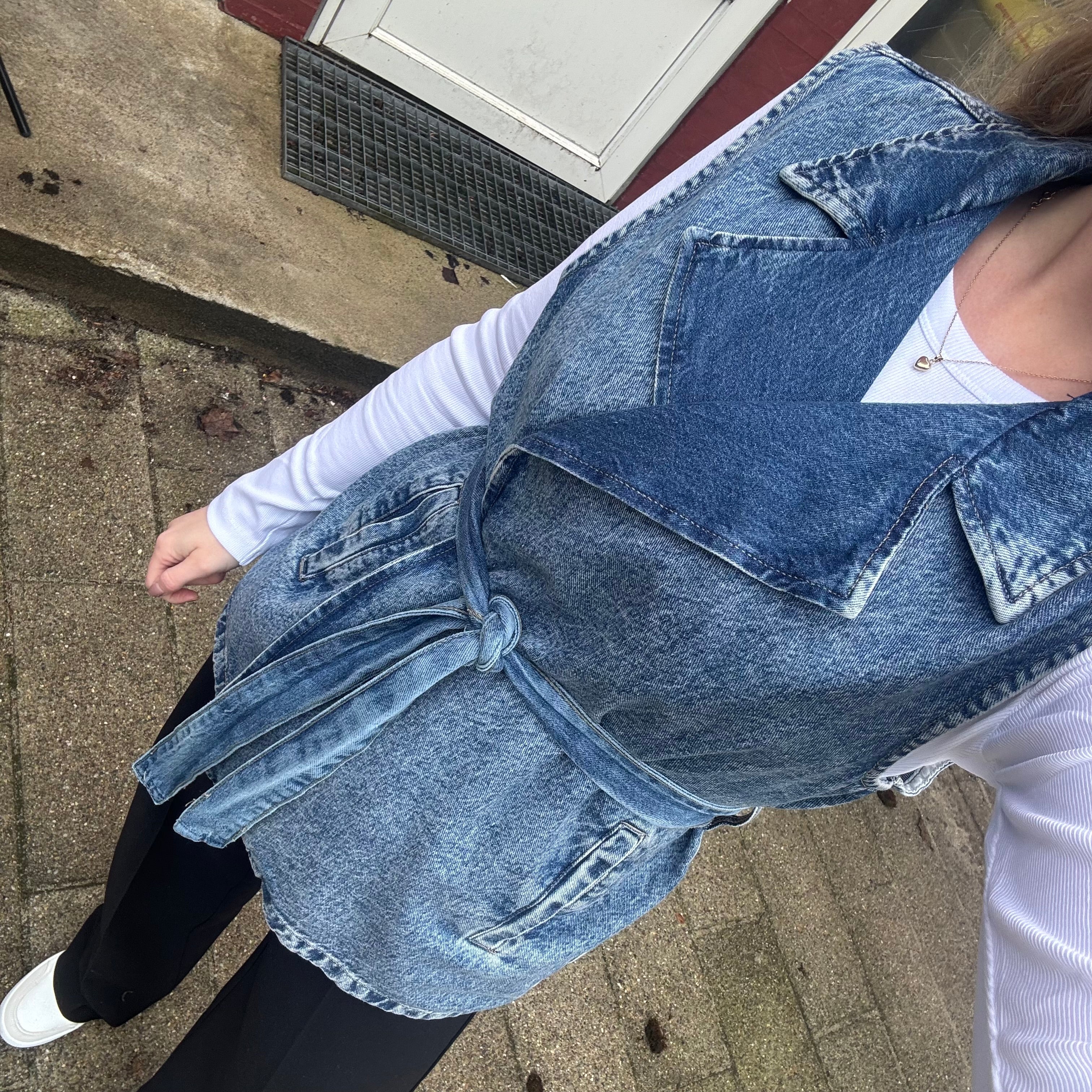 PIECES - VEST - SABINE 17155890 - MEDIUM BLUE DENIM