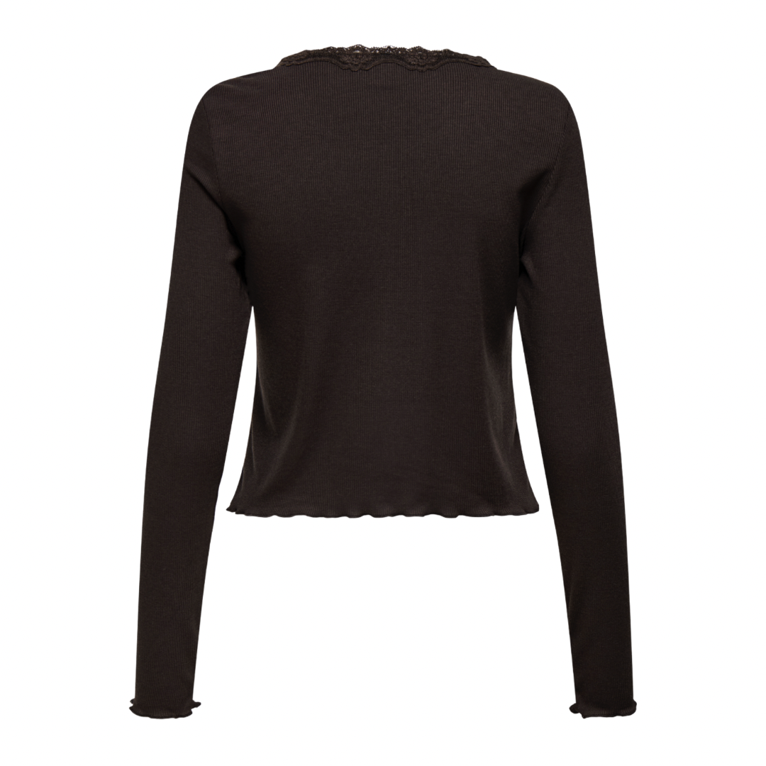 ONLY - CARDIGAN - ENEA LACE 15361331 - BLACK COFFEE