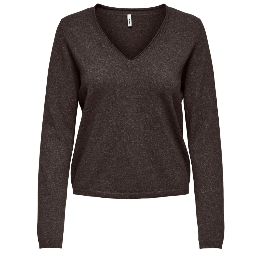 ONLY - STRIK - LOYAL V-NECK - 15368957 - CHOCOLATE TORTE