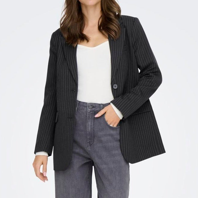 ONLY - BLAZER - REINA 15311367 - BLACK/CLOUD DANCER PINSTRIPES