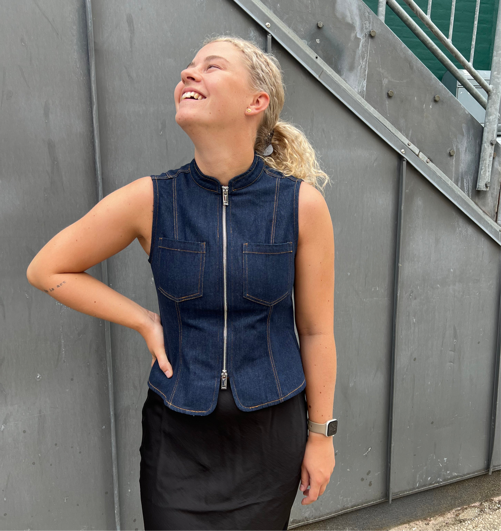 GLOBAL FUNK - TOP - WALEWU PILUE - DARK UNWASHED DENIM