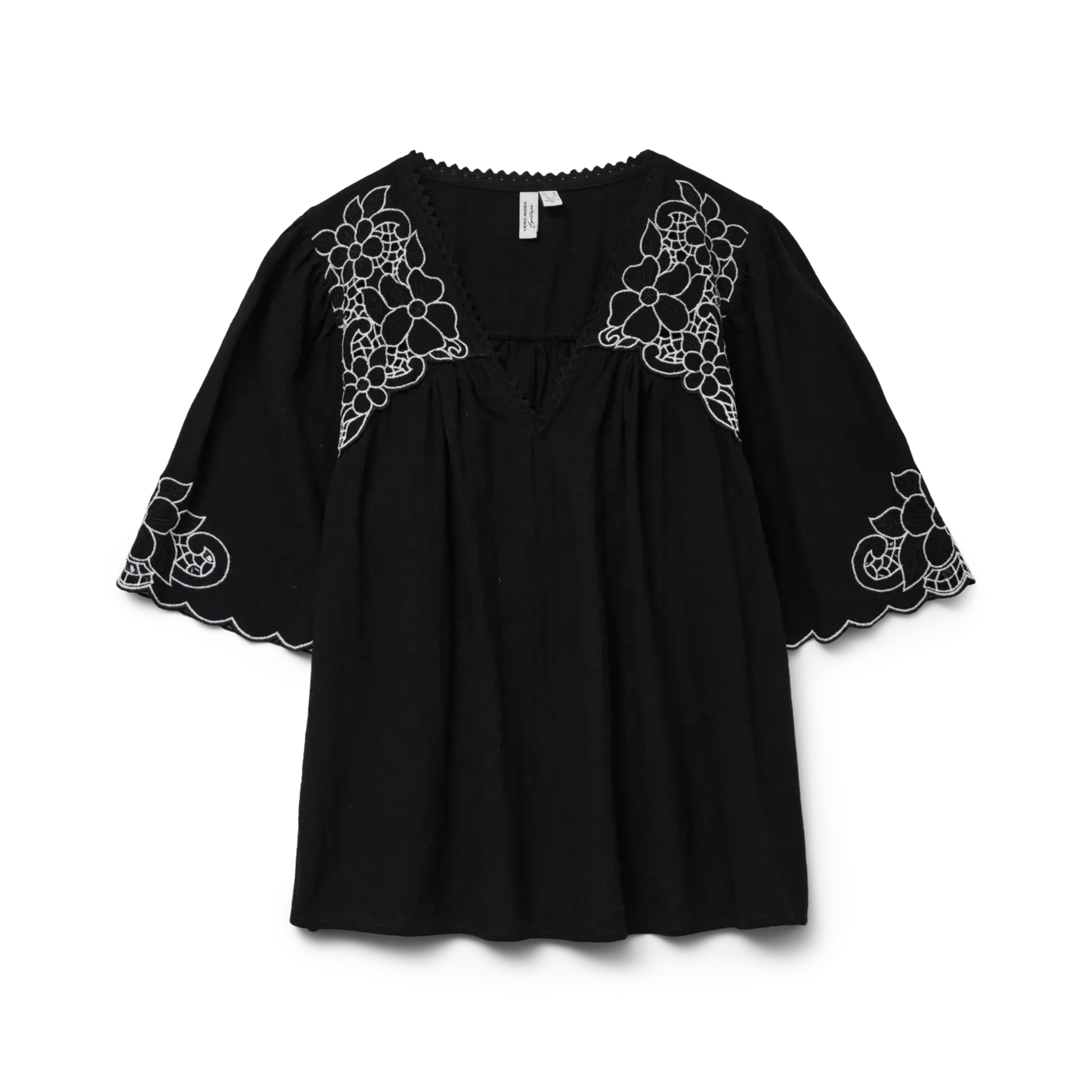 VERO MODA - BLUSE - BRIDGET 10326544 - BLACK/CLOUD DANCER EMBROIDERY