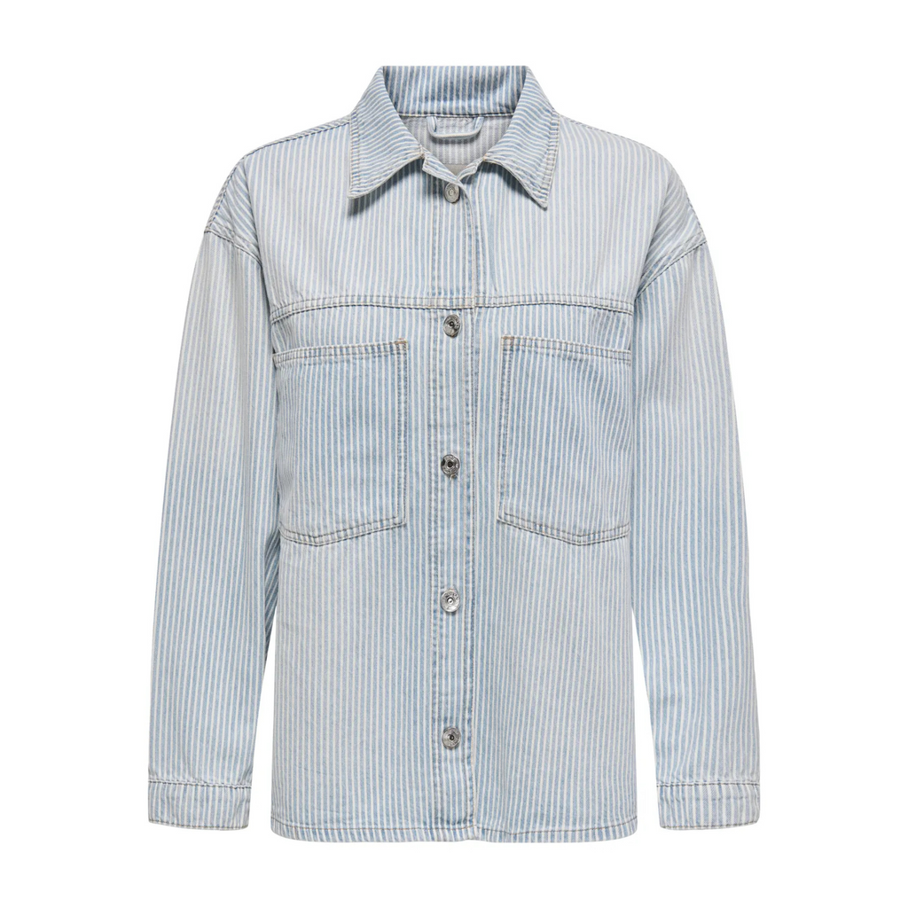 ONLY - DENIM SKJORTE - EMMIE 15344174 - LIGHT BLUE DENIM/WHITE STRIPES