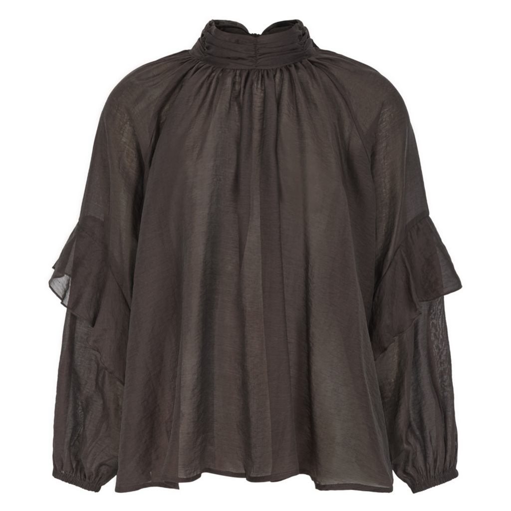 SOFT REBELS - SKJORTE - RACHEL BOW TIE 525-718 - COFFEE BEAN