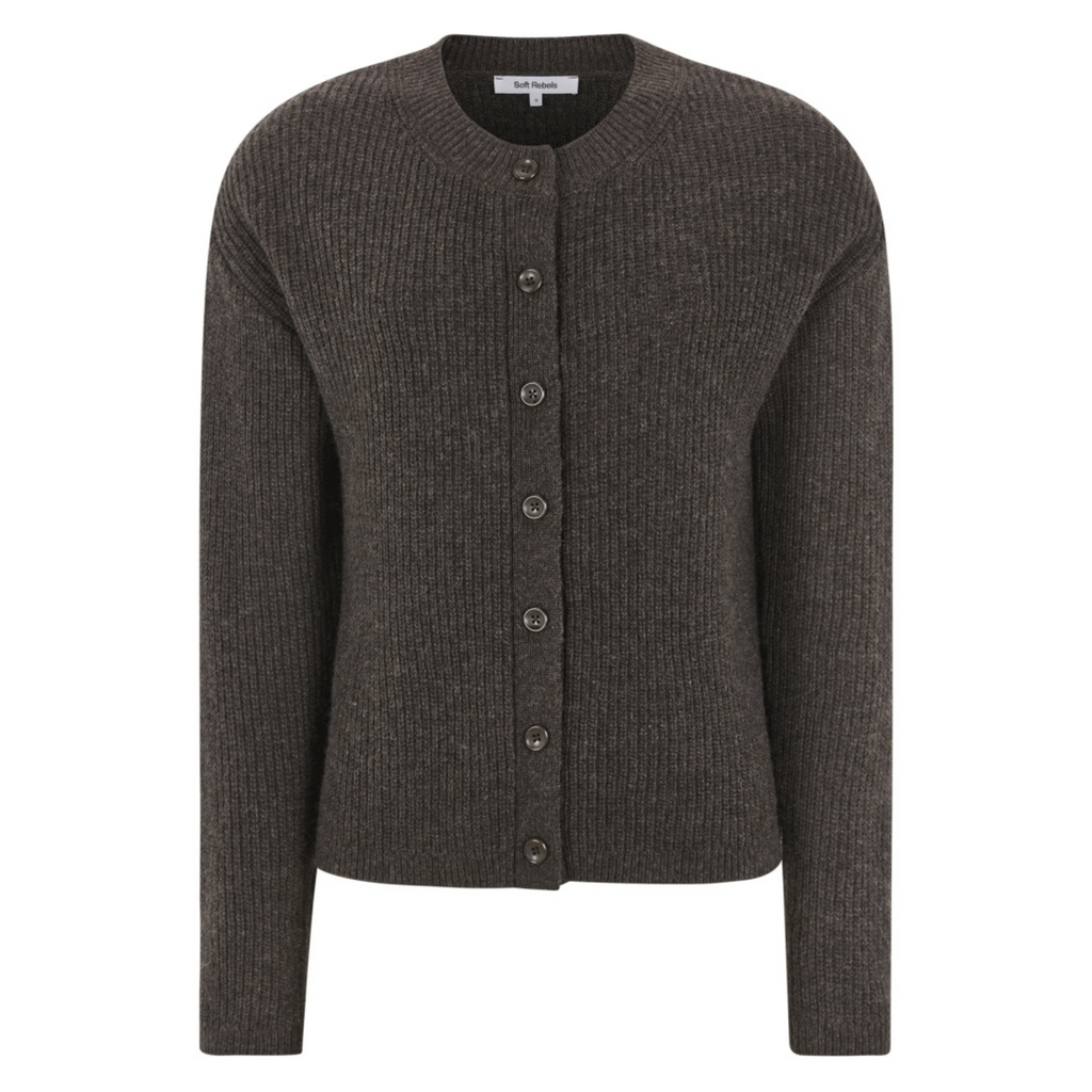 SOFT REBELS - CARDIGAN - WEST SR425-202 - COFFEE QUARTZ MELANGE