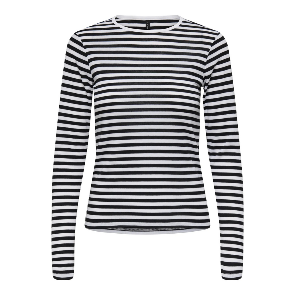 ONLY - BLUSE - ELLI RIB 15375353 - WHITE/BLACK STRIPES