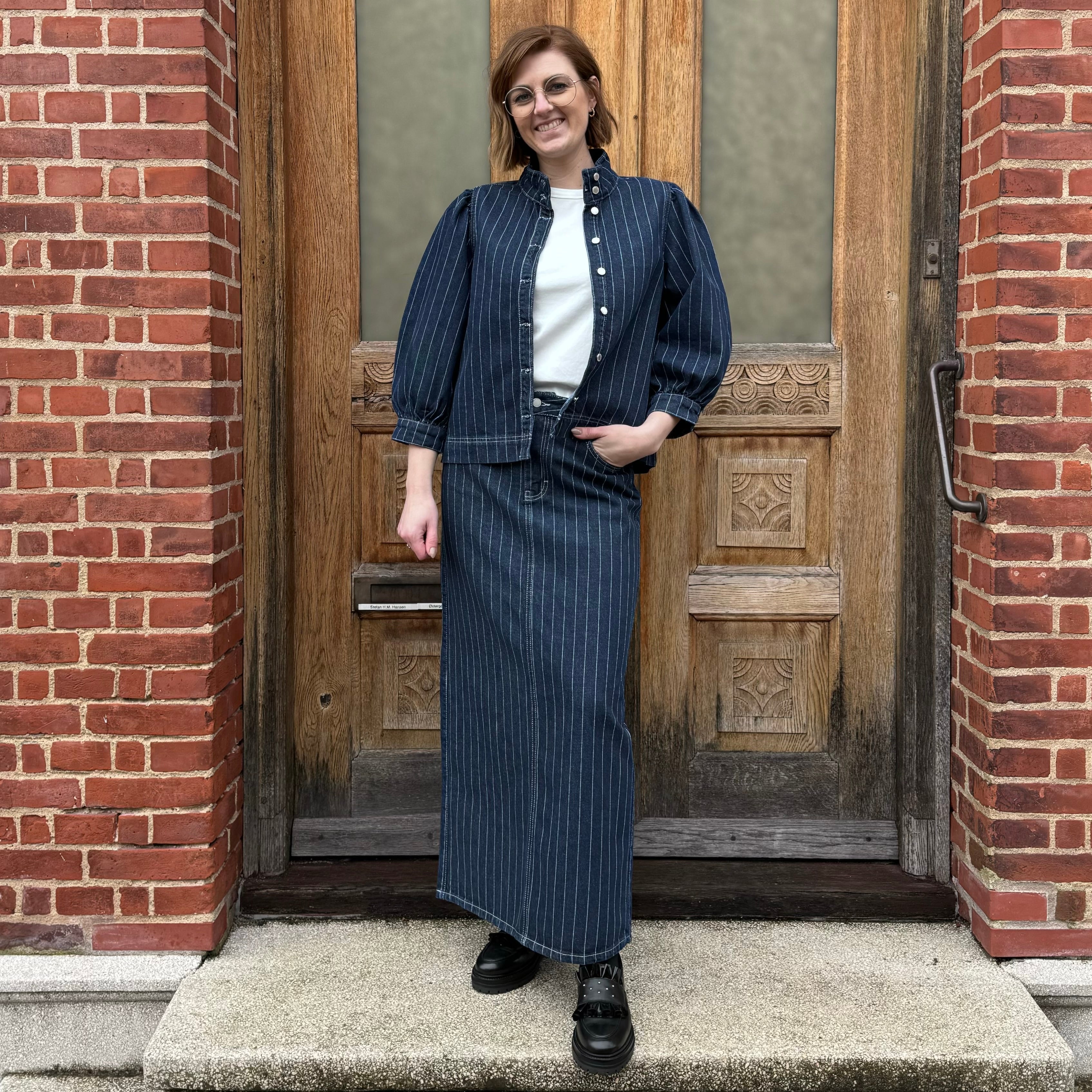 GLOBAL FUNK - DENIM NEDERDEL - JOANCE 60029207 - NAVY PINSTRIPE