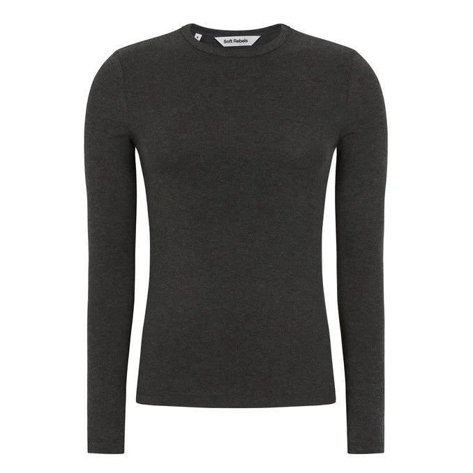 SOFT REBELS - BLUSE - ROMAN SR424-300 - CHARCOAL MELANGE