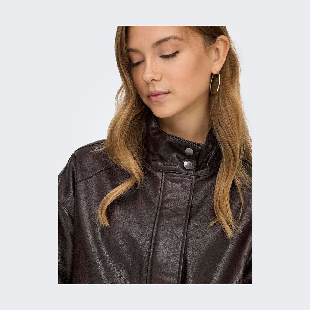 ONLY - BOMBERJAKKE - JULIA FAUX LEATHER 15373024 - CHOCOLATE TORTE