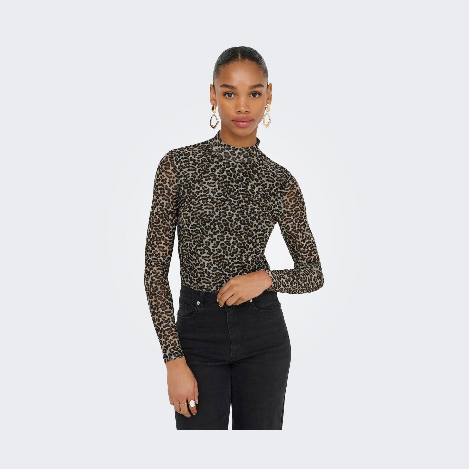 ONLY - MESHBLUSE - ERICA 15141298 - PUMICE STONE/EVERYDAY LEO