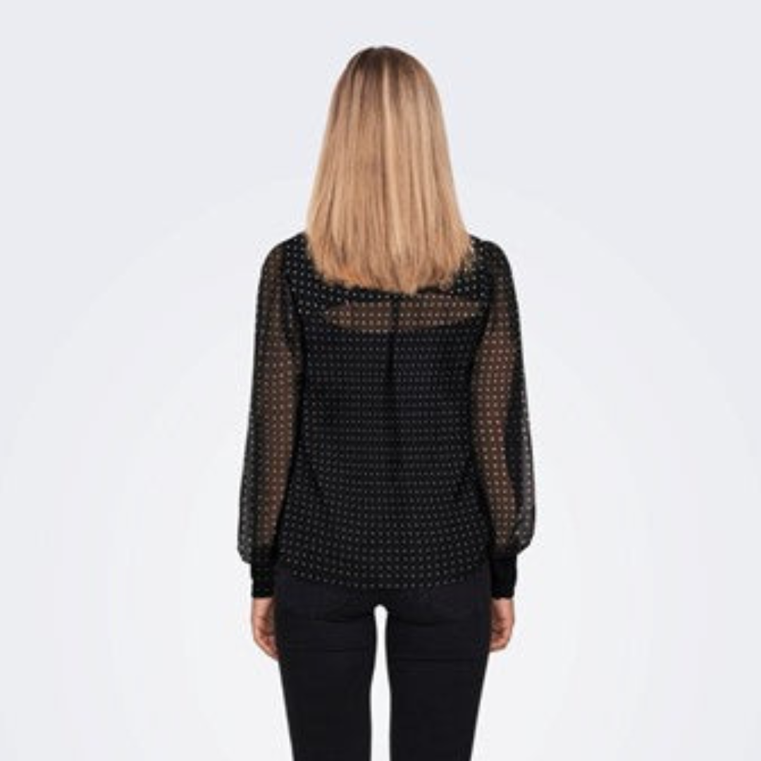 ONLY - SKJORTE - ISABELLA 15273052 - SORT M. HVIDE PRIKKER