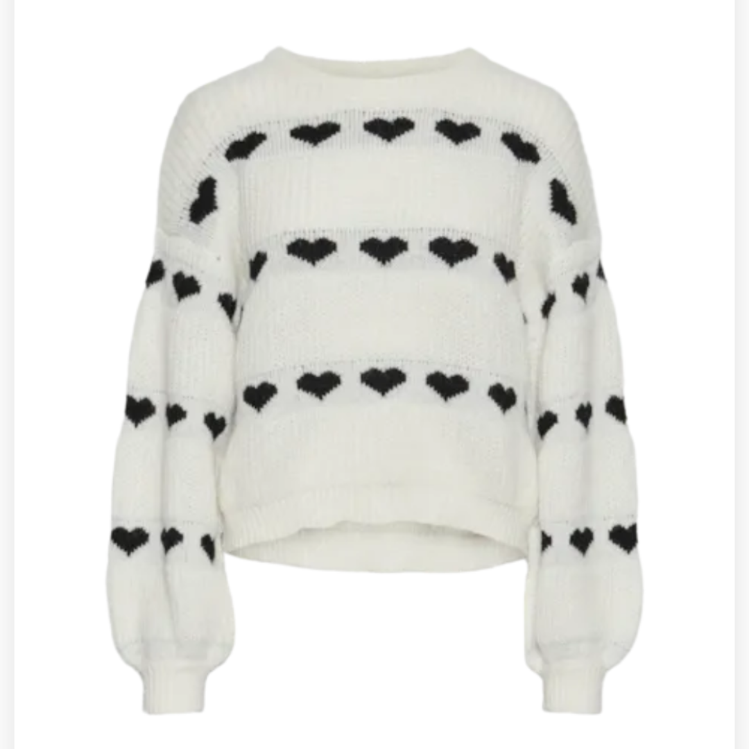 PIECES -STRIK - NOVE HEART - 17152014 - HVID/SORT HJERTER