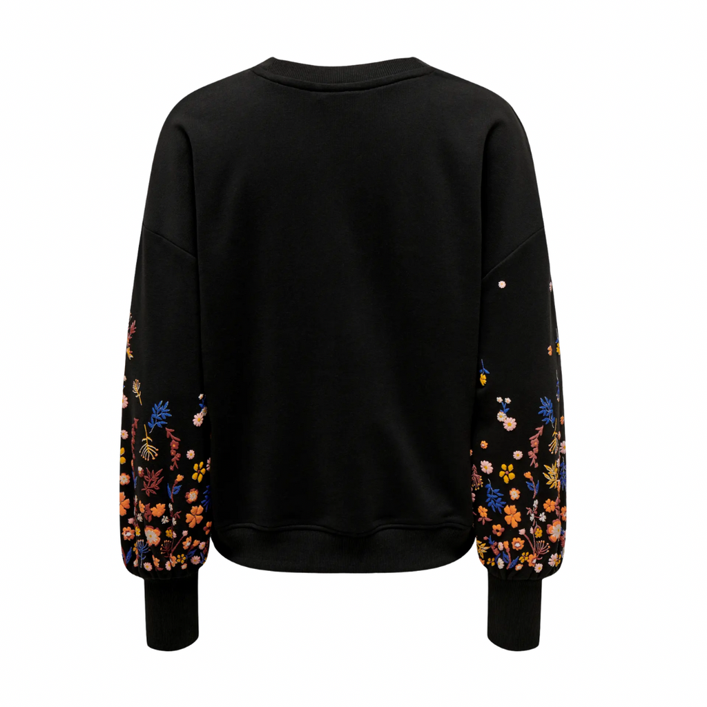 ONLY - SWEATSHIRT - BROOKE 15216364 - BLACK SLEEVE FLOWERPRINT