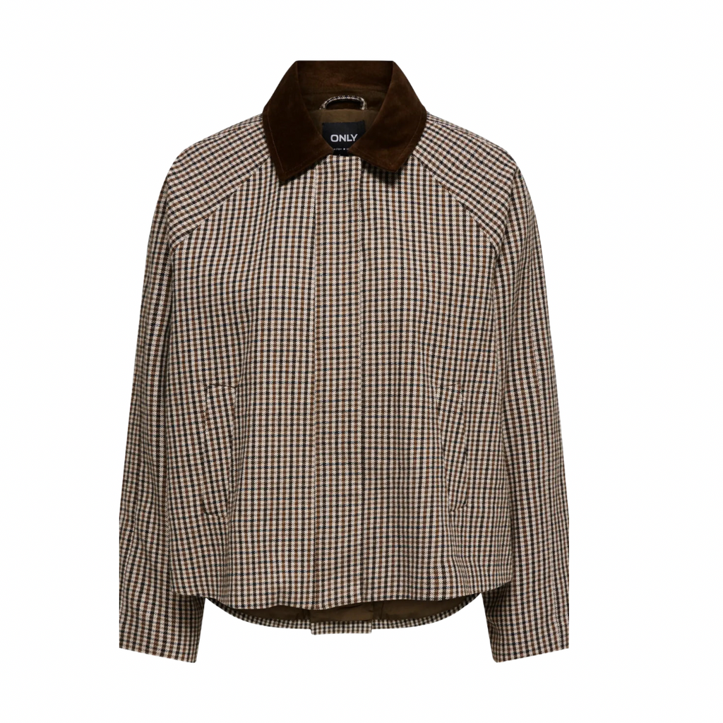 ONLY - JAKKE - MANILLA 15370316 - MOONLIGHT SMALL CHECKS/BROWN/BLACK