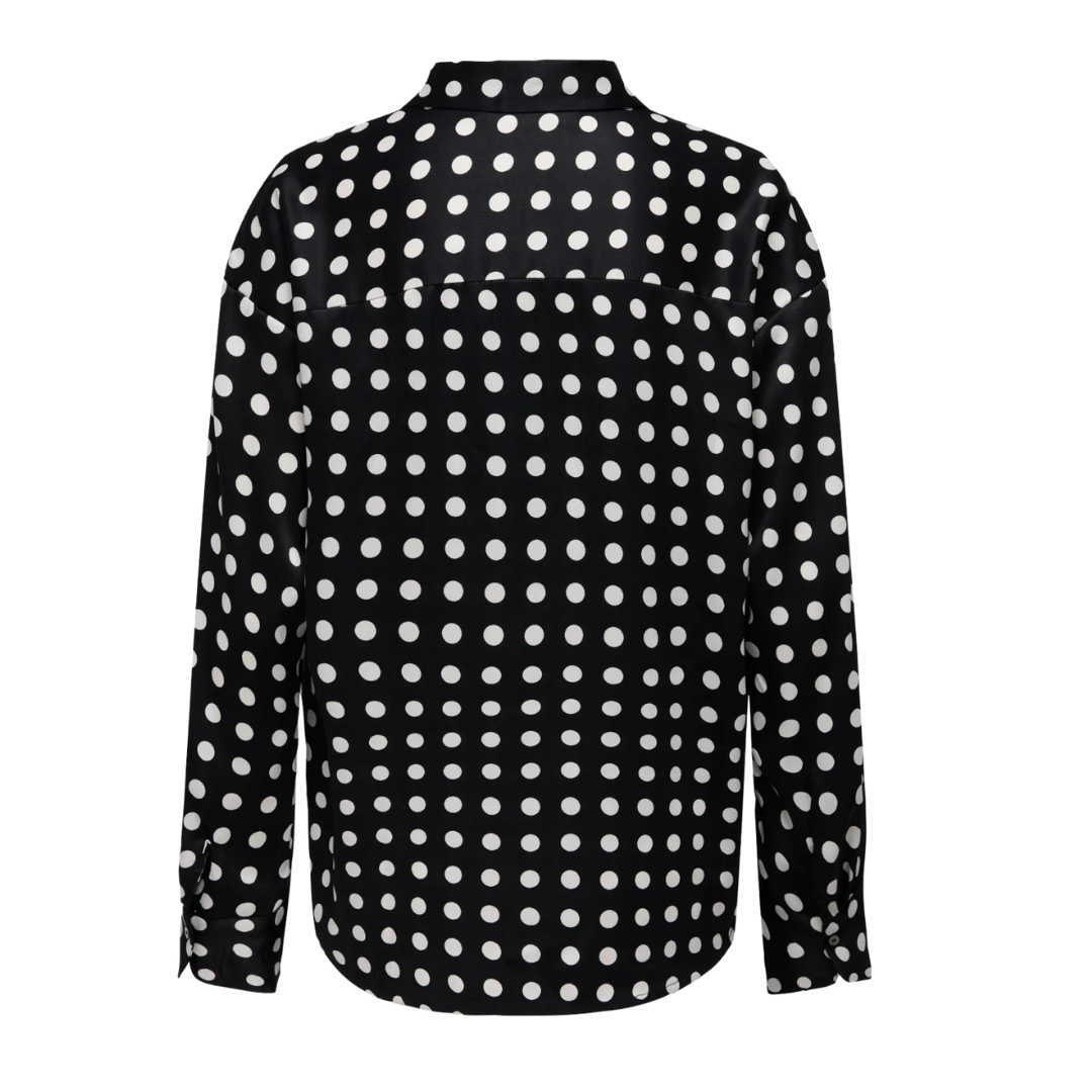 ONLY - SKJORTE - LYDIA SATIN 15368304 - BLACK/WHITE DOTS