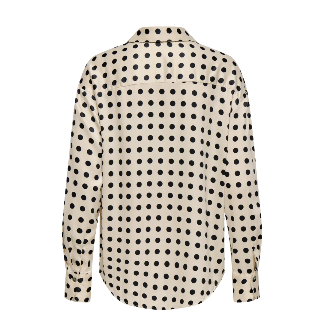 ONLY - SKJORTE - LYDIA SATIN 15368304 - FROSTED ALMOND/BLACK DOTS