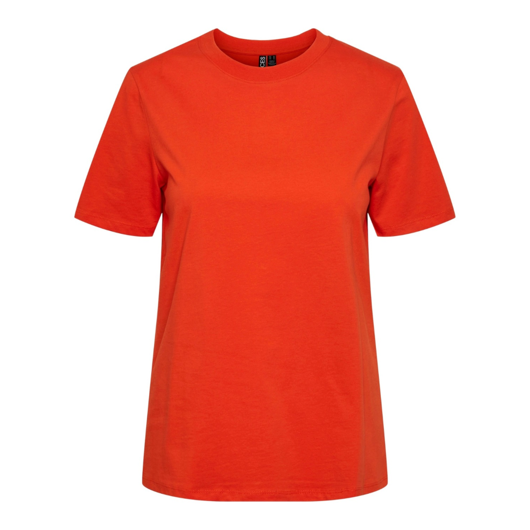 PIECES - T-SHIRT - RIA SOLID 17140802 - TANGERINE TANGO
