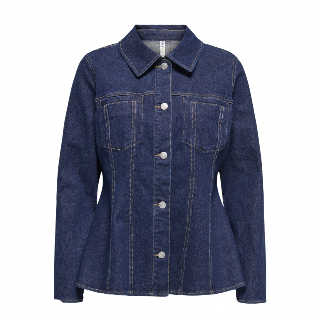 ONLY - SKJORTE/JAKKE - ELLE FITTED 15355061 - DARK BLUE DENIM