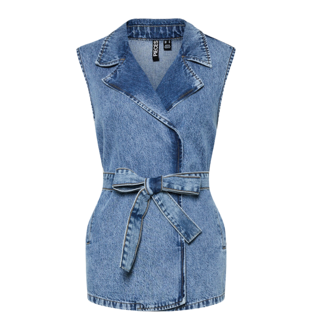 PIECES - VEST - SABINE 17155890 - MEDIUM BLUE DENIM