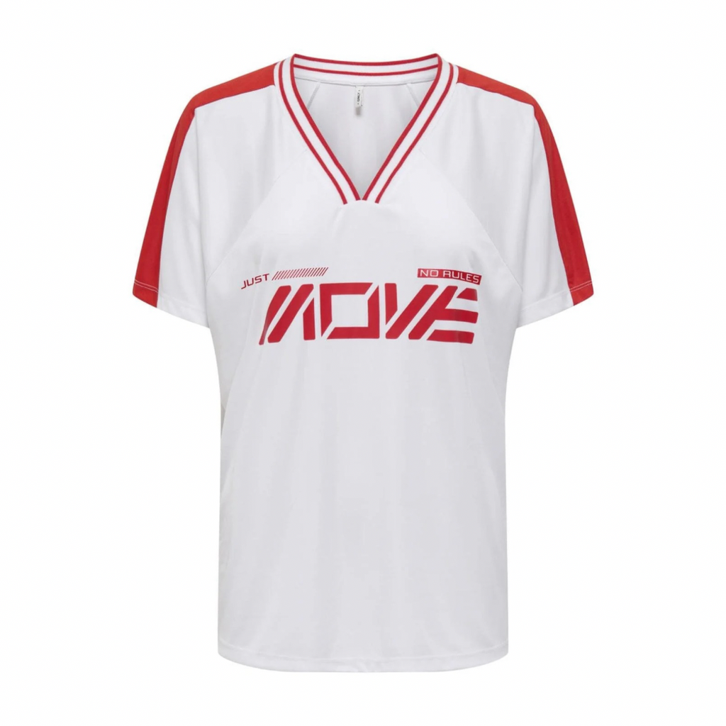 ONLY - TRØJE - BELLA SPORT 15353758 - BRIGHT WHITE MOVE IN RED