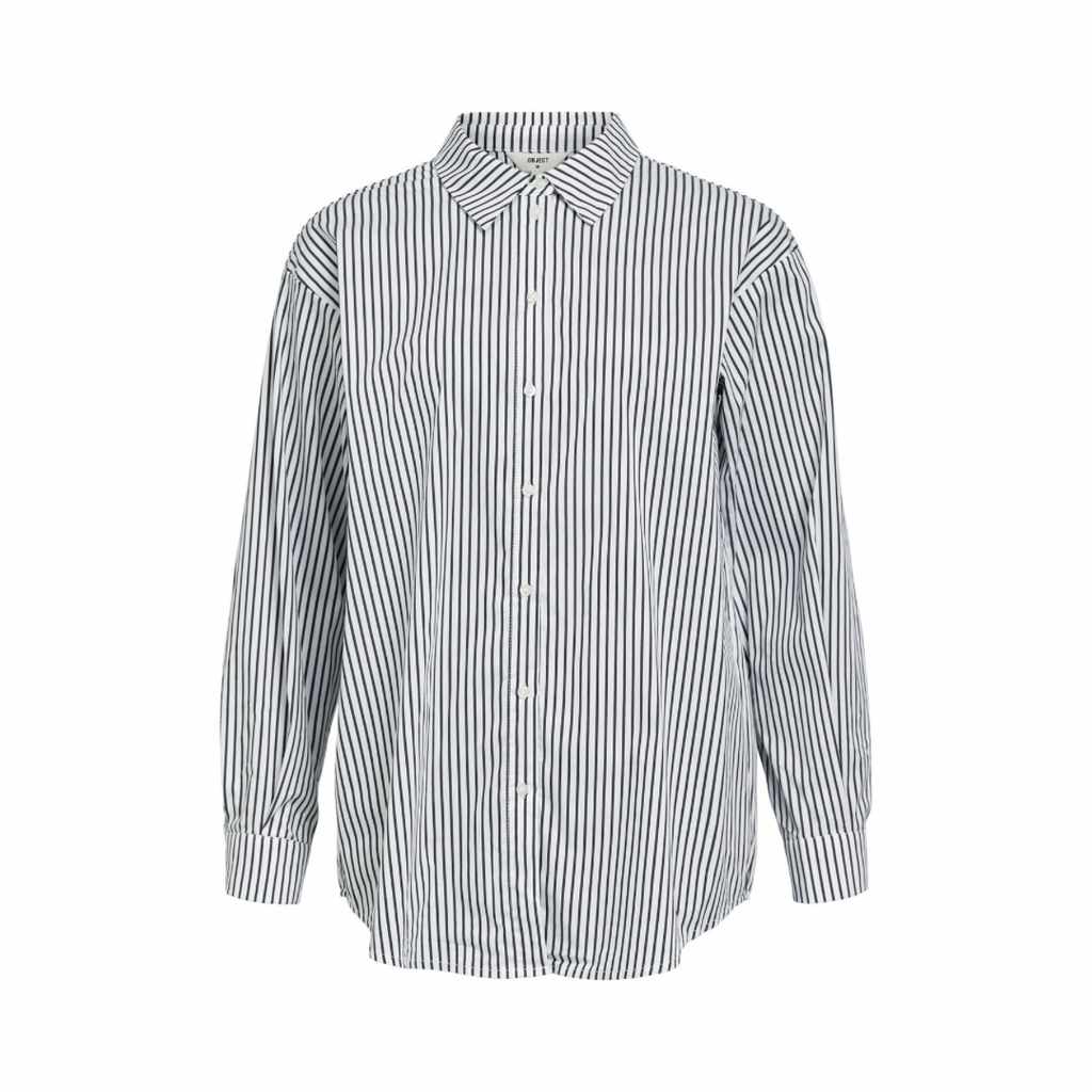 OBJECT - SKJORTE - TUTTA LO 23044666 - WHITE STRIPES/BLACK