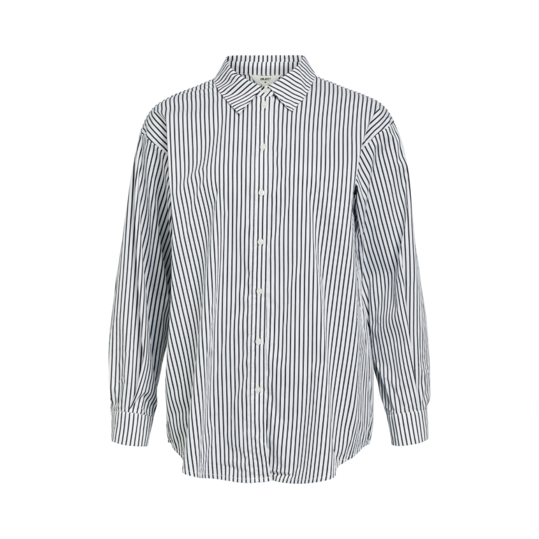 OBJECT - SKJORTE - TUTTA LO 23044666 - WHITE STRIPES/BLACK