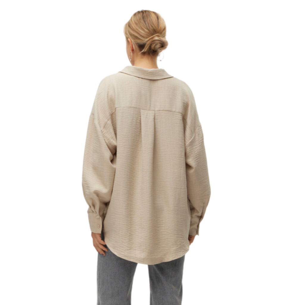VERO MODA - SKJORTE - MELANEY QUEENY 10316389 - OVERCAST MELANGE