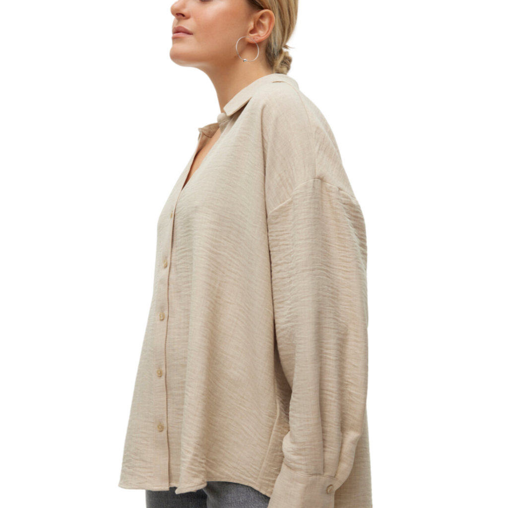 VERO MODA - SKJORTE - MELANEY QUEENY 10316389 - OVERCAST MELANGE