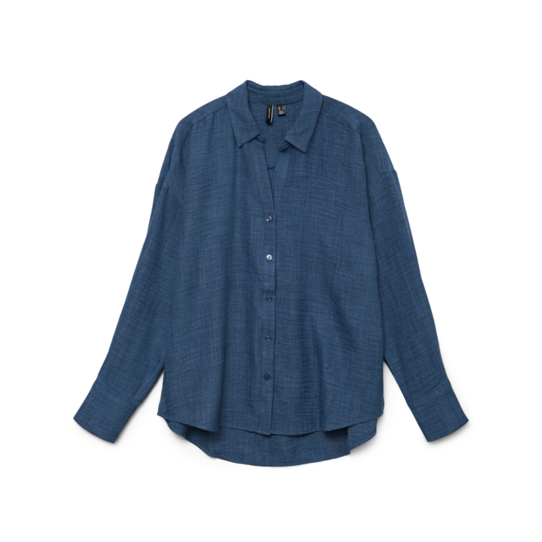 VERO MODA - SKJORTE - MELANEY QUEENY 10316389 - DARK DENIM MELANGE
