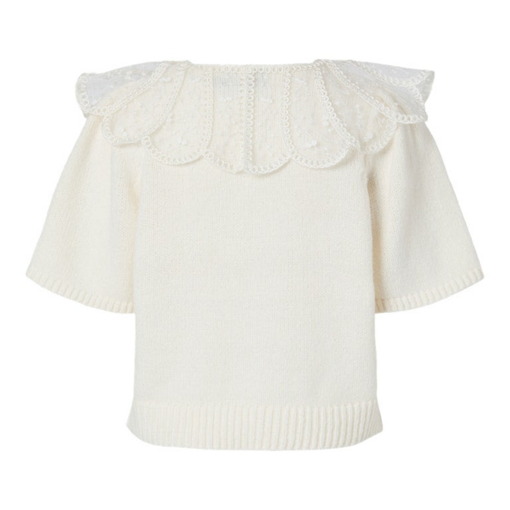 PIECES - CARDIGAN - ABBY LACE 17162417 - CLOUD DANCER