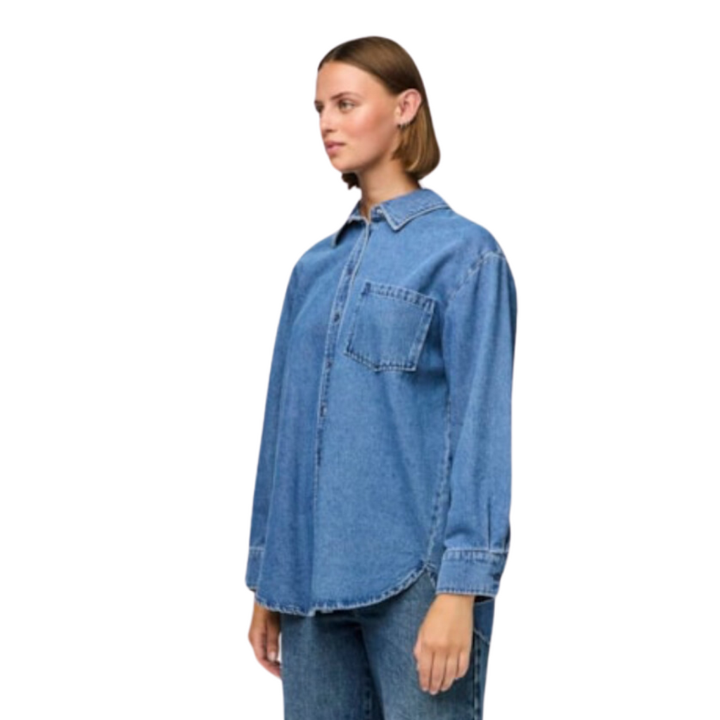 PIECES - SKJORTE - MAISIE 17150991 - MEDIUM BLUE DENIM