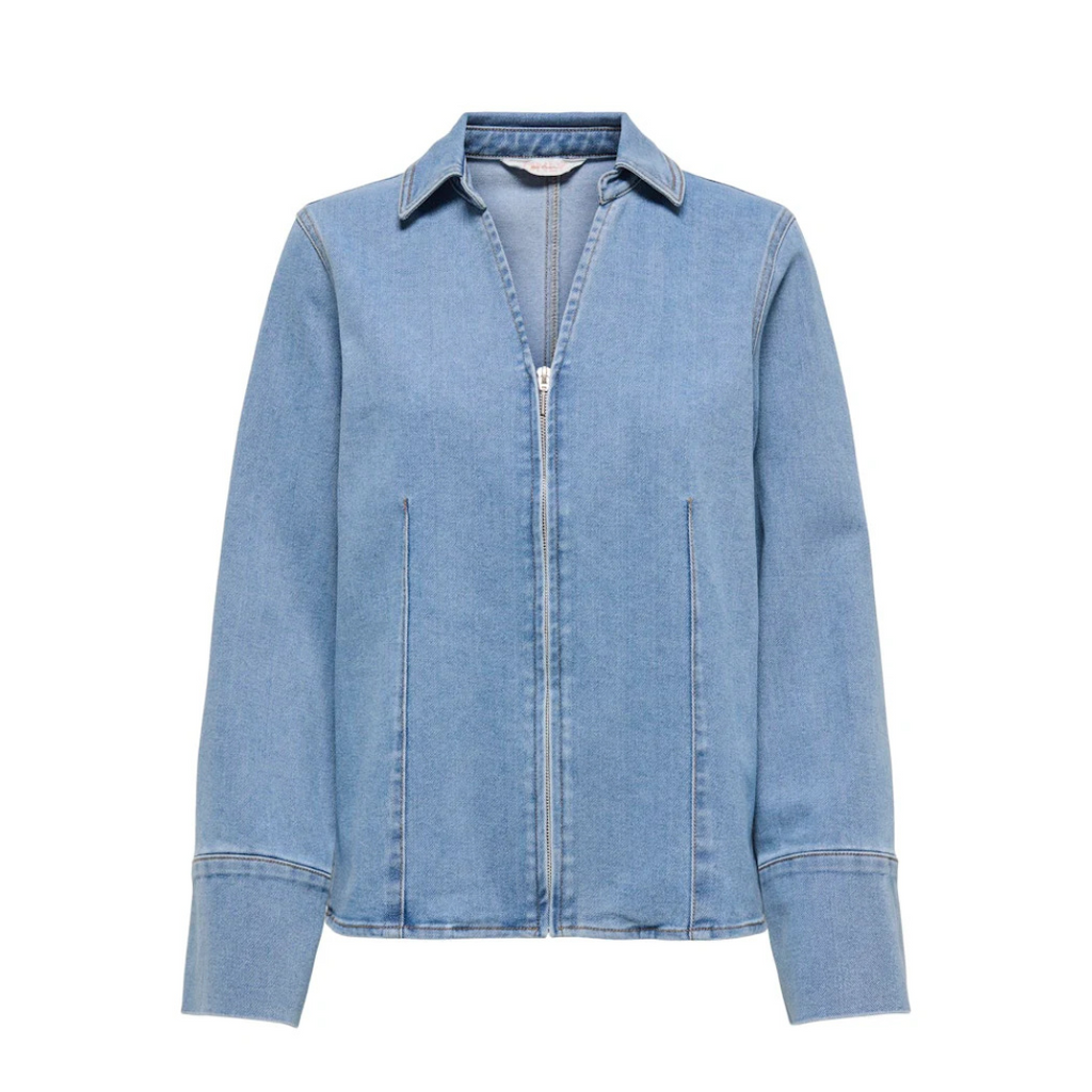 ONLY - SKJORTE - FRIDA ZIP 15360446 - LIGHT/MEDIUM BLUE DENIM