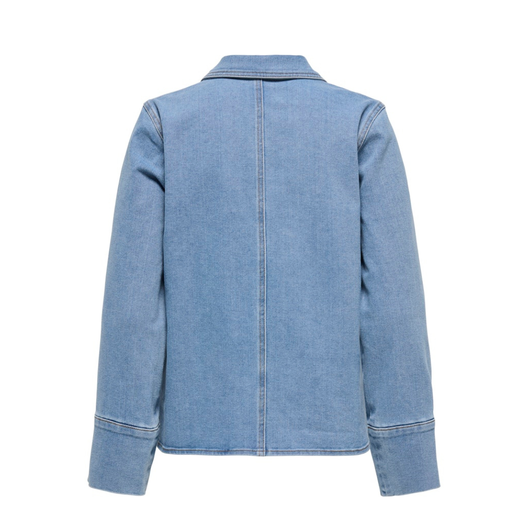ONLY - SKJORTE - FRIDA ZIP 15360446 - LIGHT/MEDIUM BLUE DENIM