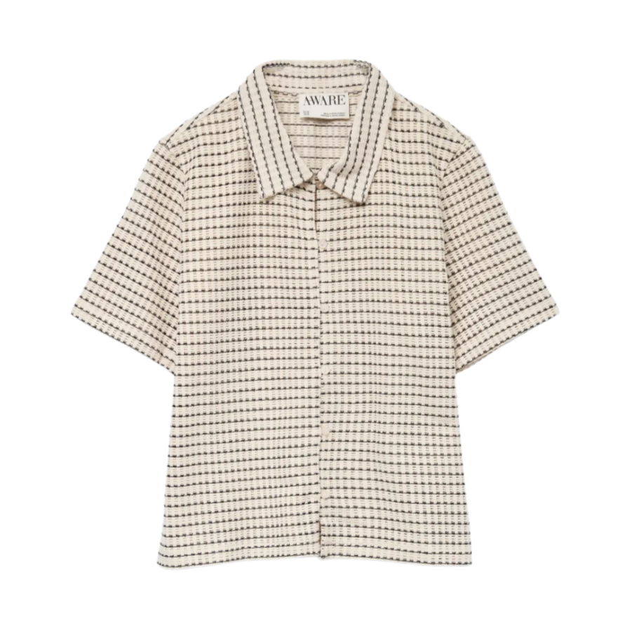 VERO MODA - SKJORTE - RIANNA 10328542 - BIRCH/BLACK STRIPES