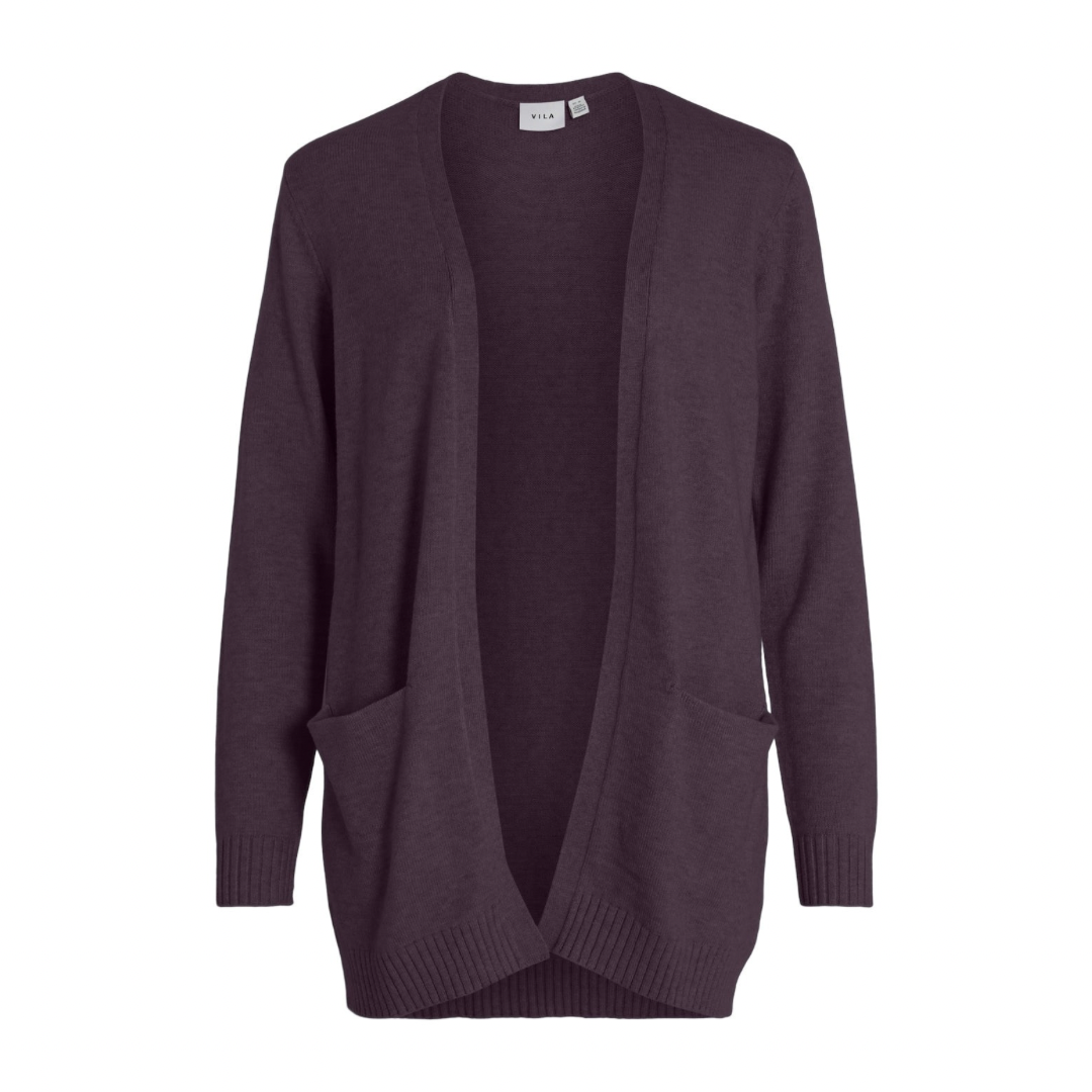 VILA - CARDIGAN - RIL 14044041 - PLUM PERFECT/DARK MELANGE