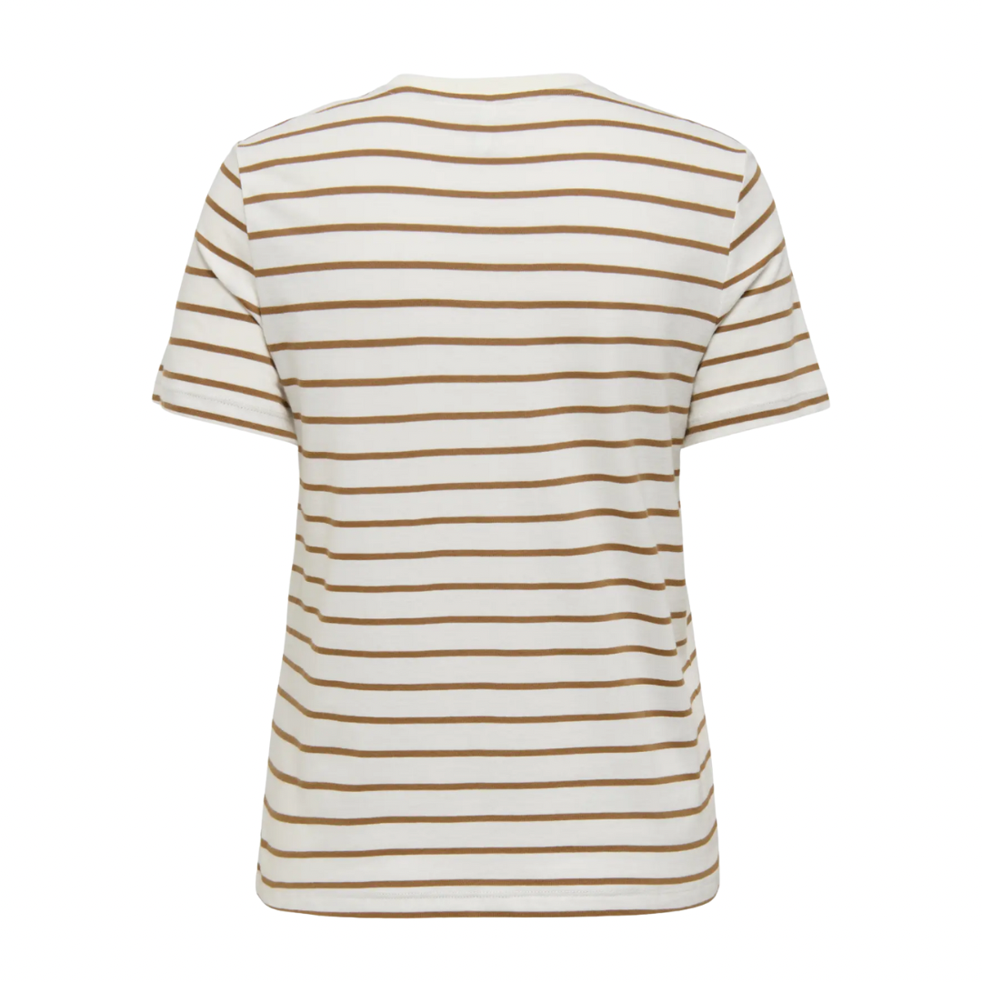 ONLY - T-SHIRT - LIVA 15353397 - CLOUD DANCER/TOASTED COCONUT STRIPES