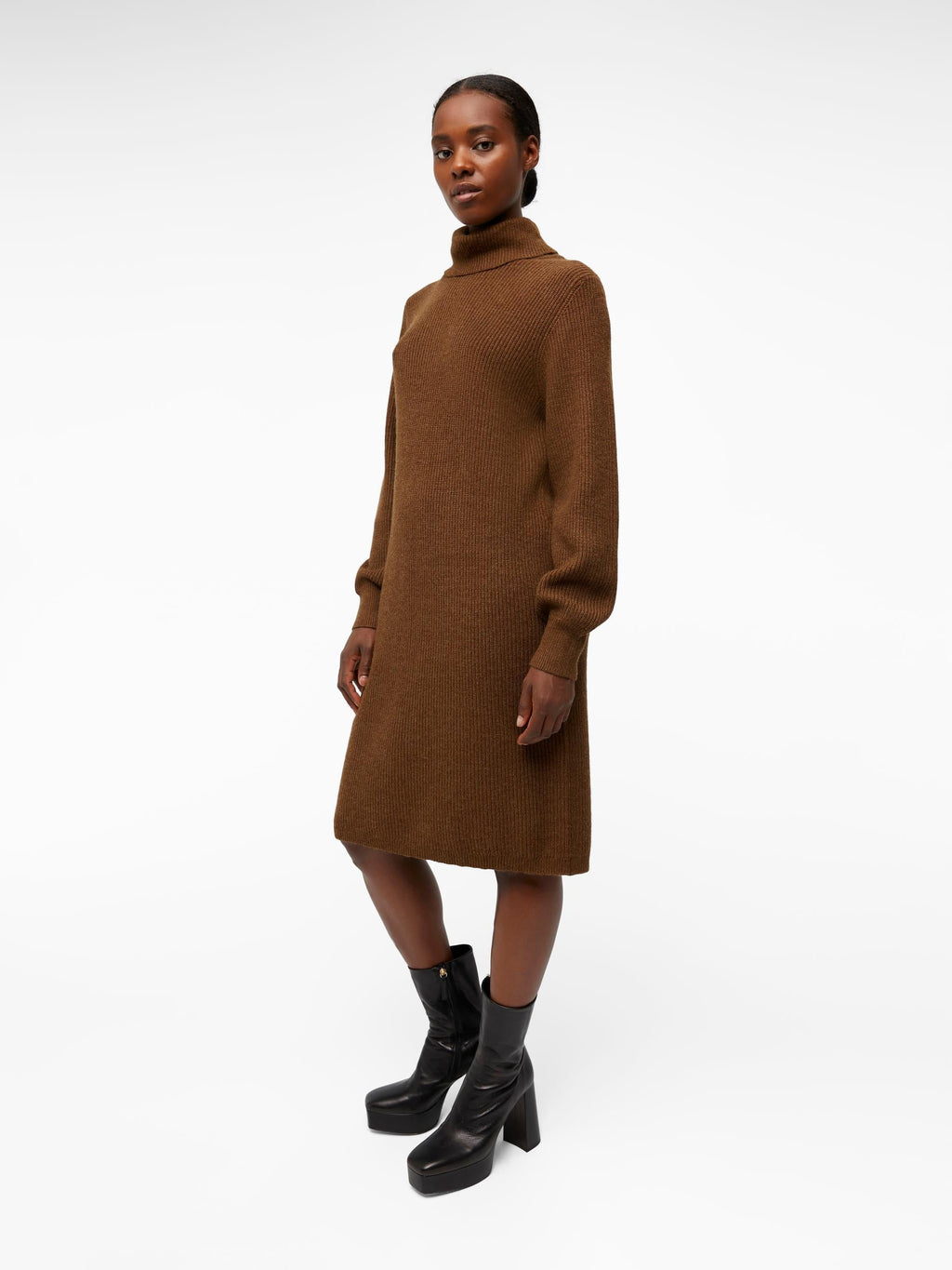 OBJECT - STRIK KJOLE - MALENA ROLLNECK - 23039235 - DARK EARTH