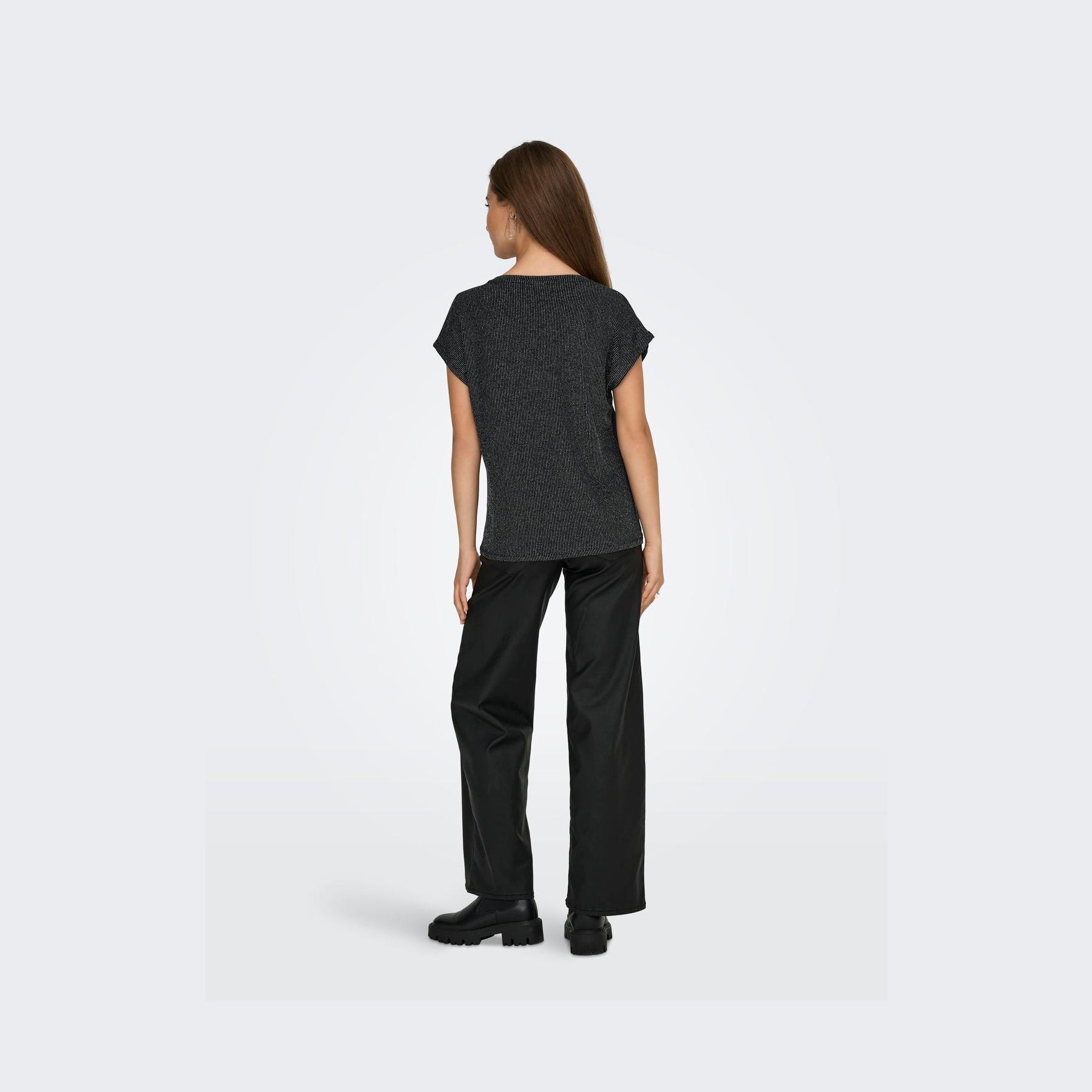 ONLY - TOP - CAROL 15360960 - BLACK/SILVER GLITTER