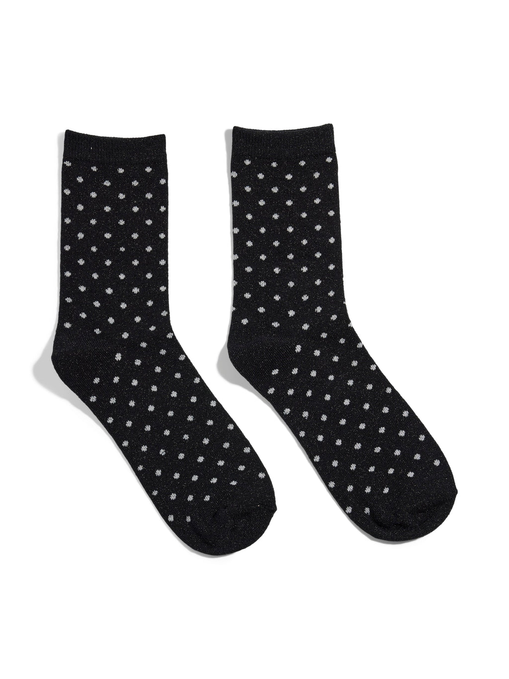 PIECES - GLIMMERSTRØMPE - SEBBY 17094859 - BLACK/SMALL DOTS IN SILVER