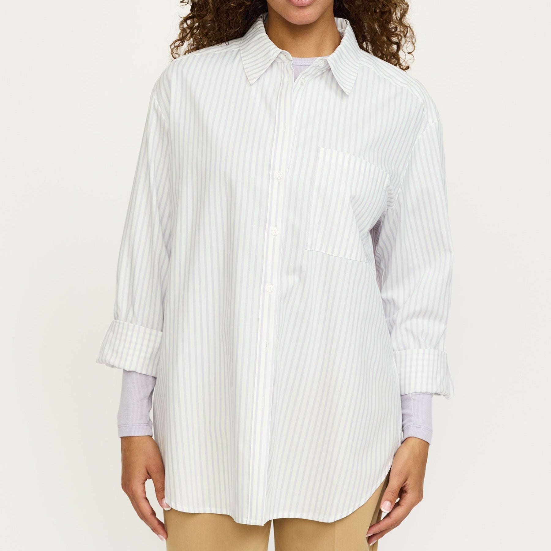 SOFT REBELS - SKJORTE - VERONICA SR125-705 - STRIPED SNOW WHITE/THISTLE