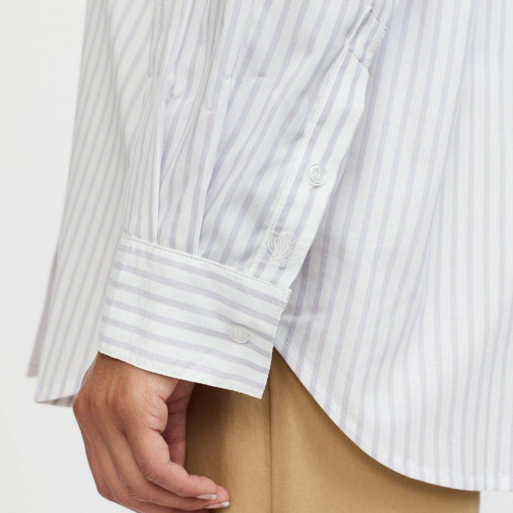 SOFT REBELS - SKJORTE - VERONICA SR125-705 - STRIPED SNOW WHITE/THISTLE