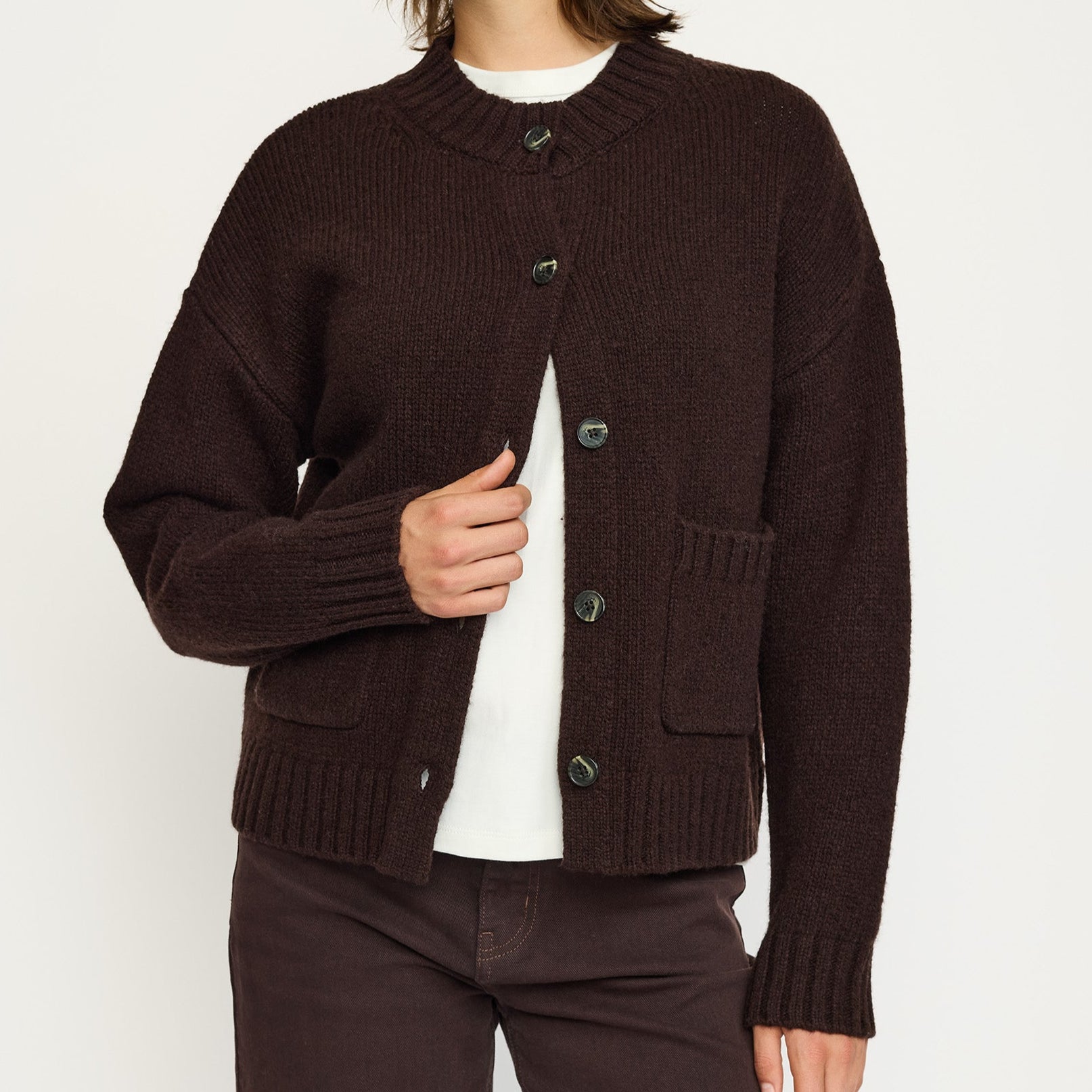 SOFT REBELS - CARDIGAN - TIMO 525-204 - COFFEE BEAN MELANGE